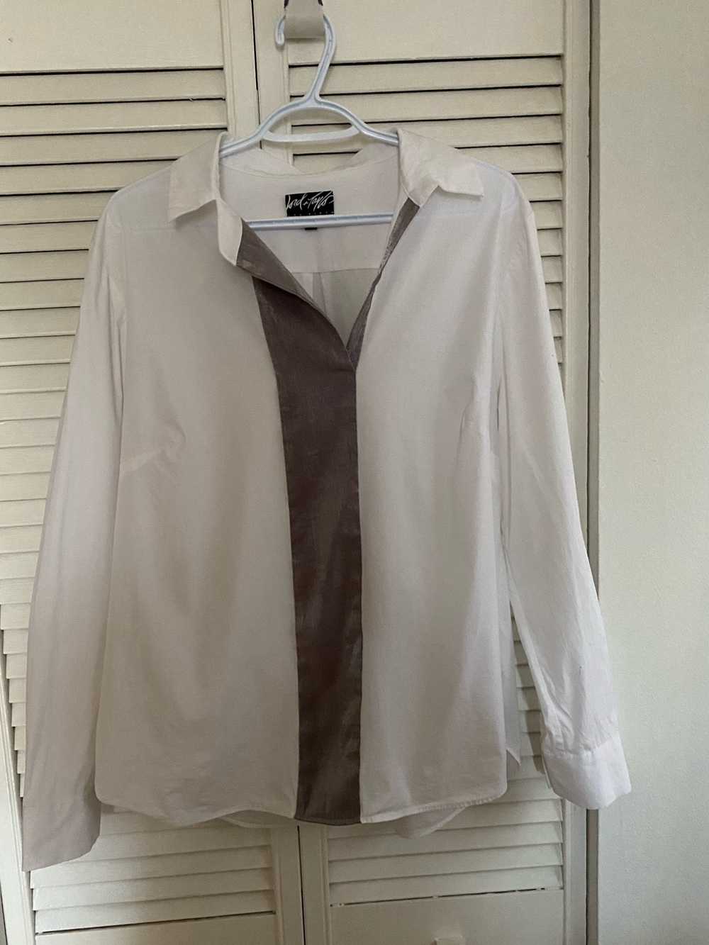 Lord & Taylor White Blouse with Trim